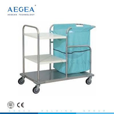 AG-SS018 CE ISO üç katmanlar metal çerçeve hemşirelik paslanmaz çelik çöp arabası