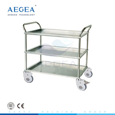 AG-SS022A gerobak perawatan medis stainless steel rumah sakit dengan 3 lapisan