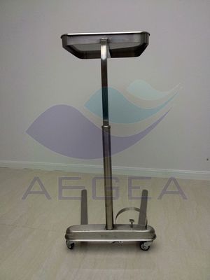 AG-SS008C yüksekliği ayarlanabilir ayak pedalı 304 paslanmaz çelik tepsi tablalı tekerlekler