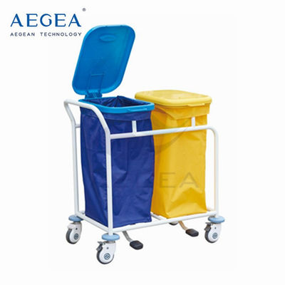 AG-SS019B Lüks ayak pedalı kontrollü çift çanta hastane soyunma temiz keten arabası