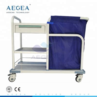 AG-SS017B Toz kaplama çelik hastane koğuş odası keten temizleme hareketli çamaşır arabası