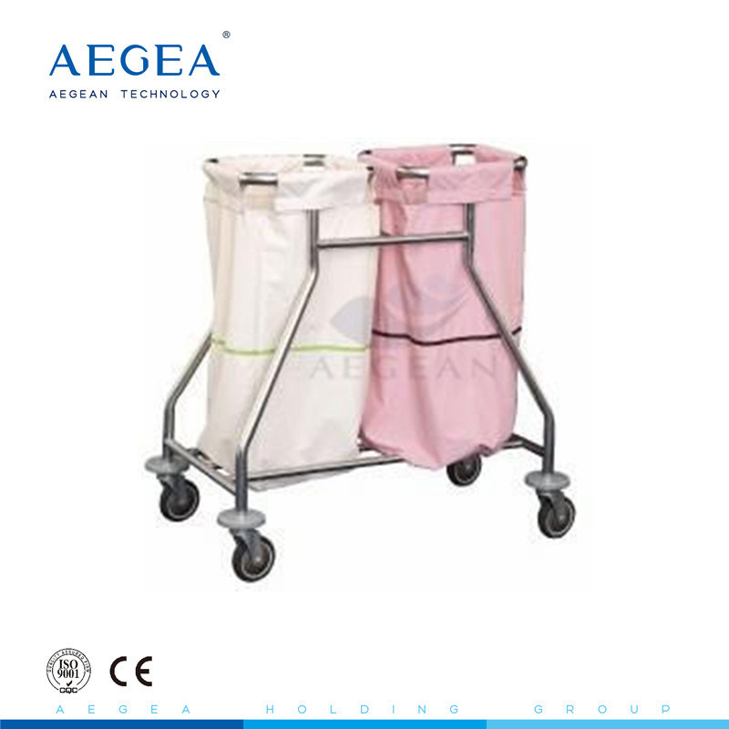 AG-SS019 avec à hôpital différent de deux le chariot de rebut mobile sacs de couleur