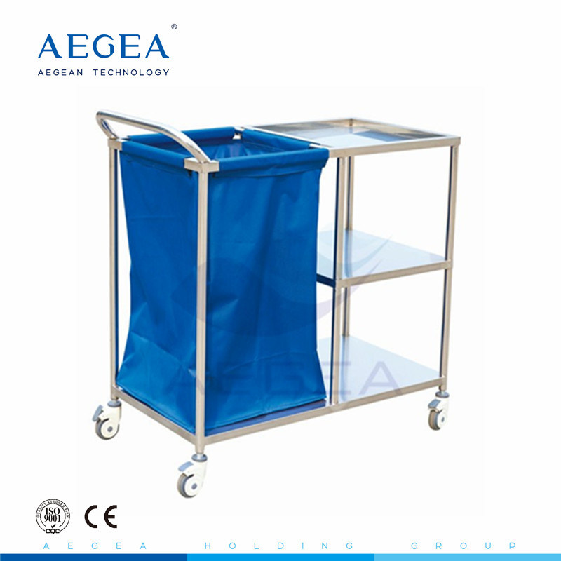 Carretilla de lino de la basura del bolso de la preparación médica móvil la antioxidante del acero inoxidable de AG-SS010A