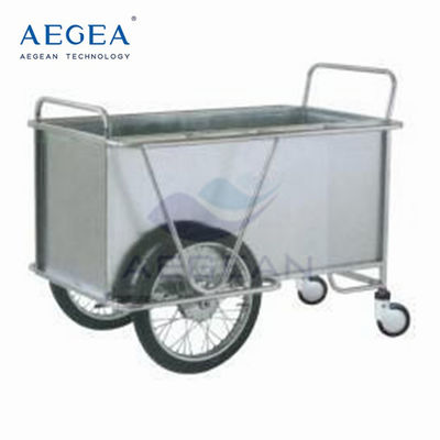AG-SS025 hospital SS laundry trolley with two big wheels